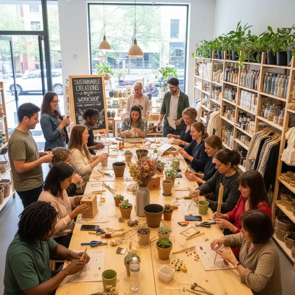 Événement communautaire et atelier dans un magasin de détail durable