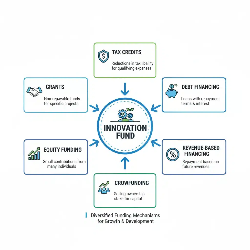 Infographie des mécanismes de financement diversifiés pour l'innovation