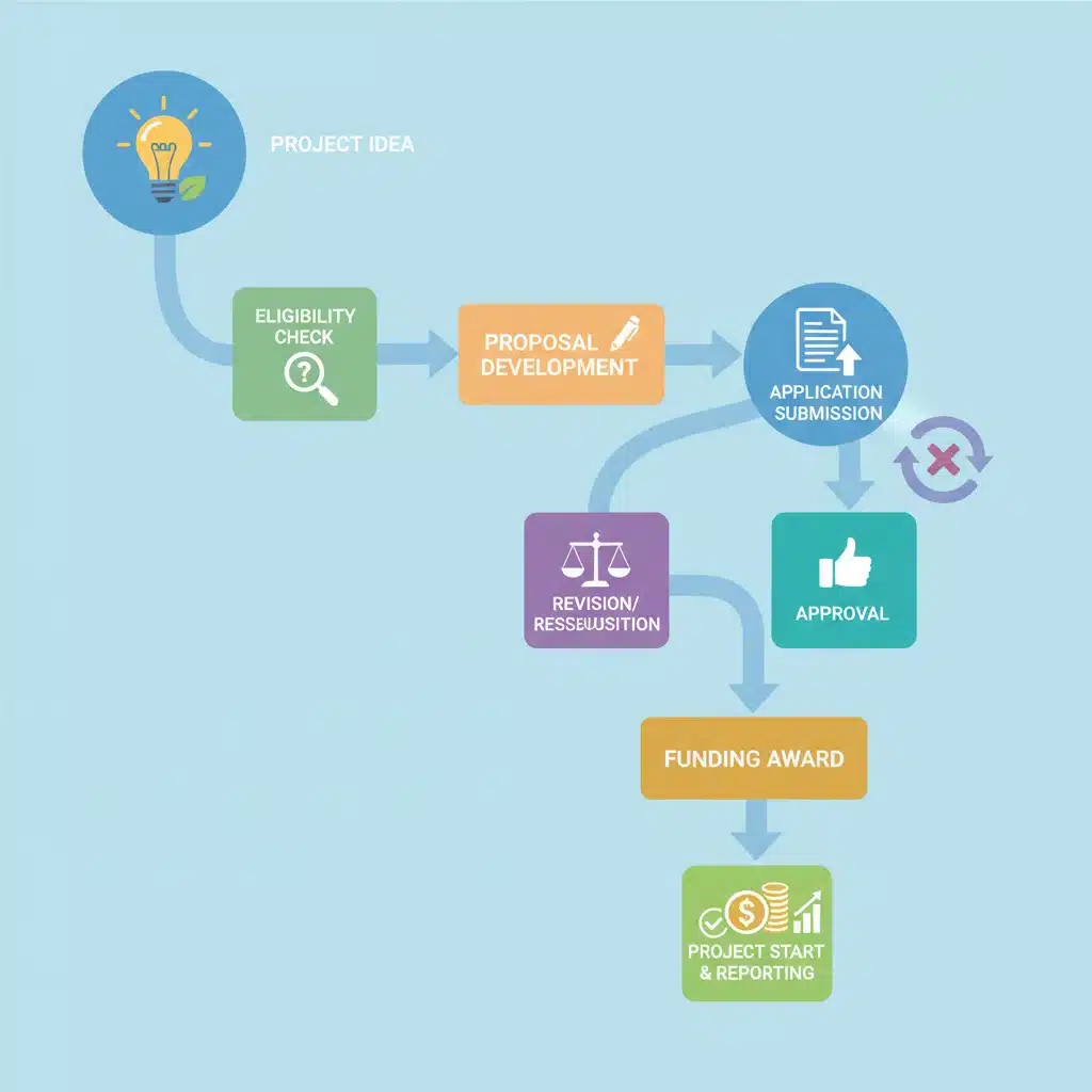 Infographie du processus de demande et d'obtention des subventions pour l'innovation