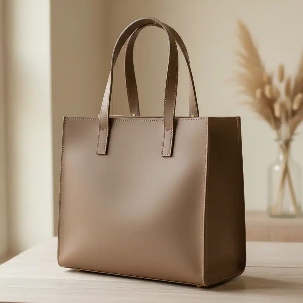 Sac cabas structuré minimaliste en cuir de haute qualité, couleur neutre