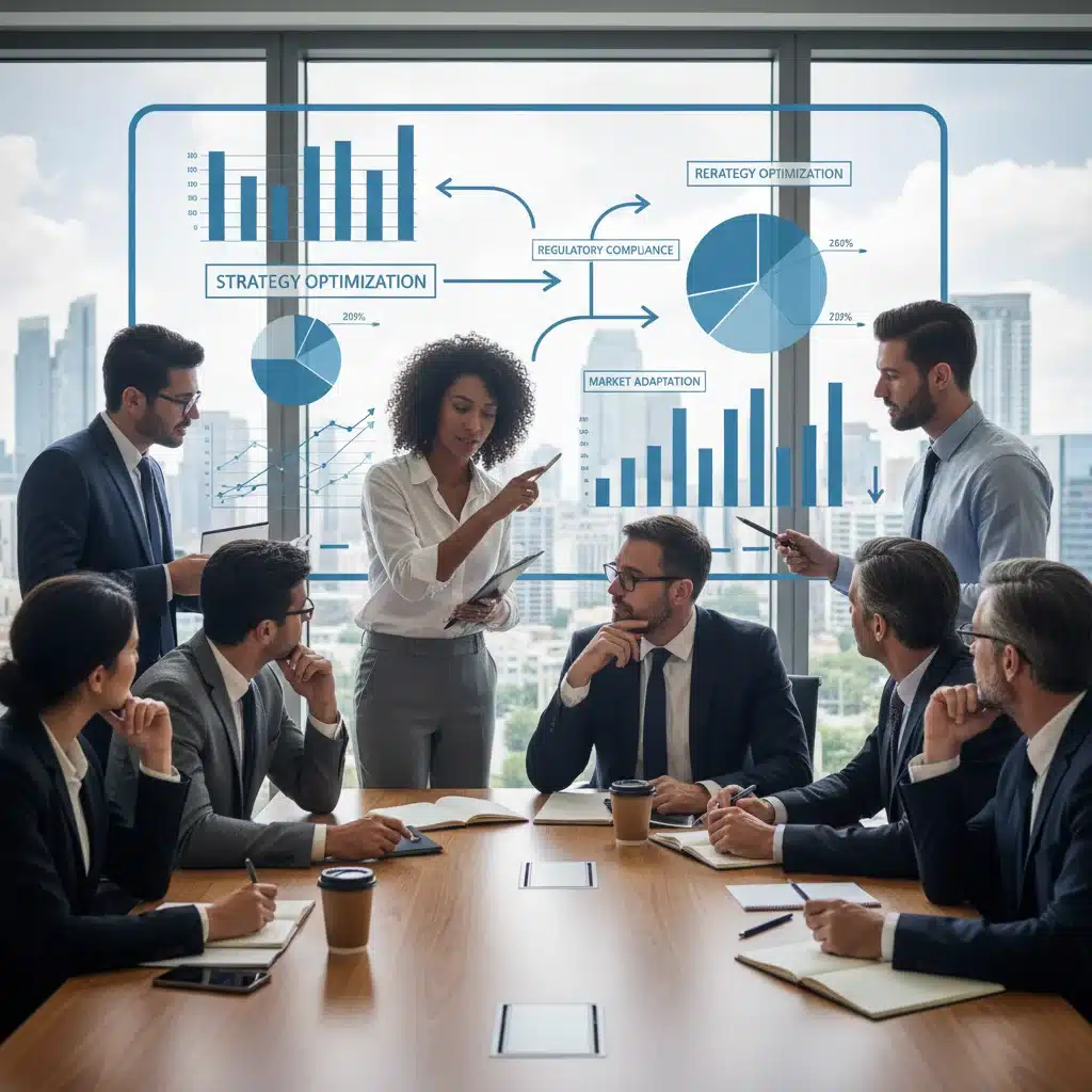 Professionnels discutant des stratégies pour s'adapter aux nouvelles réglementations des aides d'État.