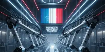 Usine française moderne avec robots, symbole de l'innovation industrielle et de la compétitivité.