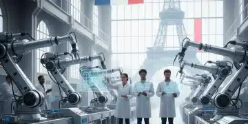 Usine manufacturière française moderne avec robots et ingénieurs