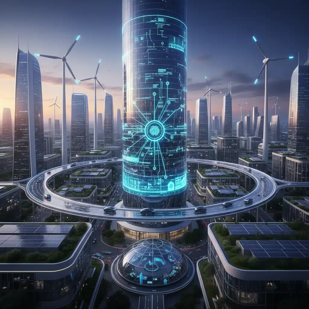 Ville intelligente alimentée par l'IA et les énergies renouvelables