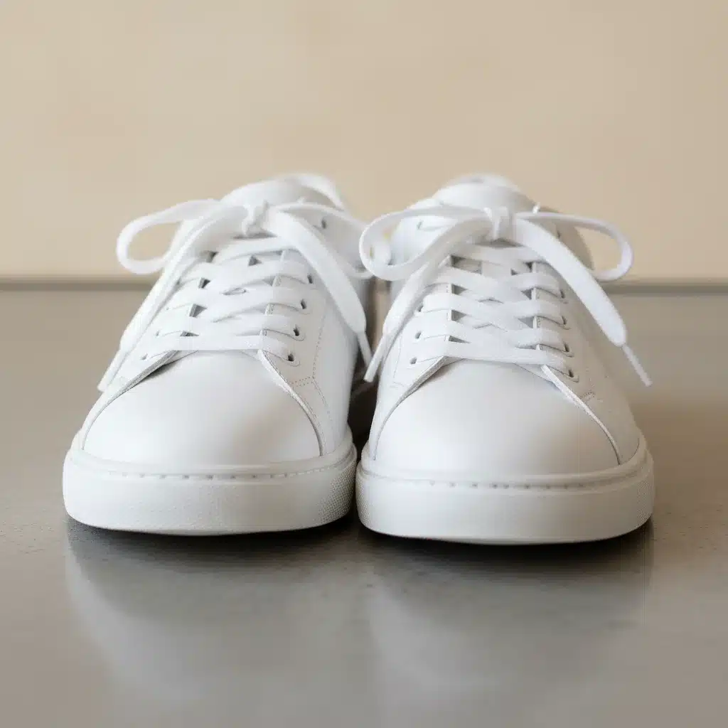 Gros plan sur une paire de baskets blanches minimalistes, symbole de polyvalence et de style décontracté chic.