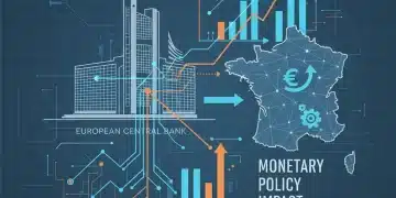 Bâtiment de la Banque Centrale Européenne et graphiques financiers superposés sur une carte de la France, illustrant l'impact économique.
