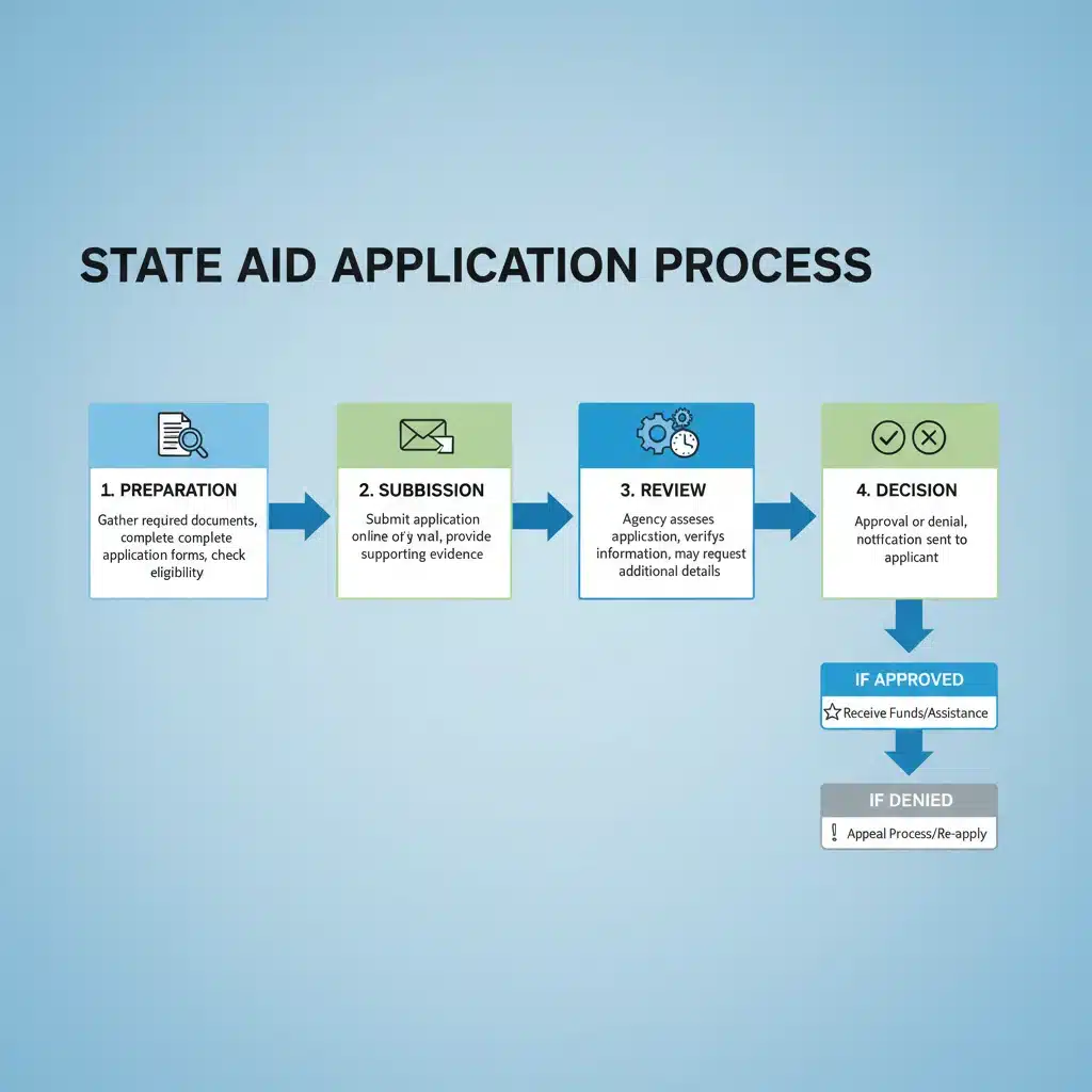 Diagramme schématique des étapes de la demande d'aides d'État