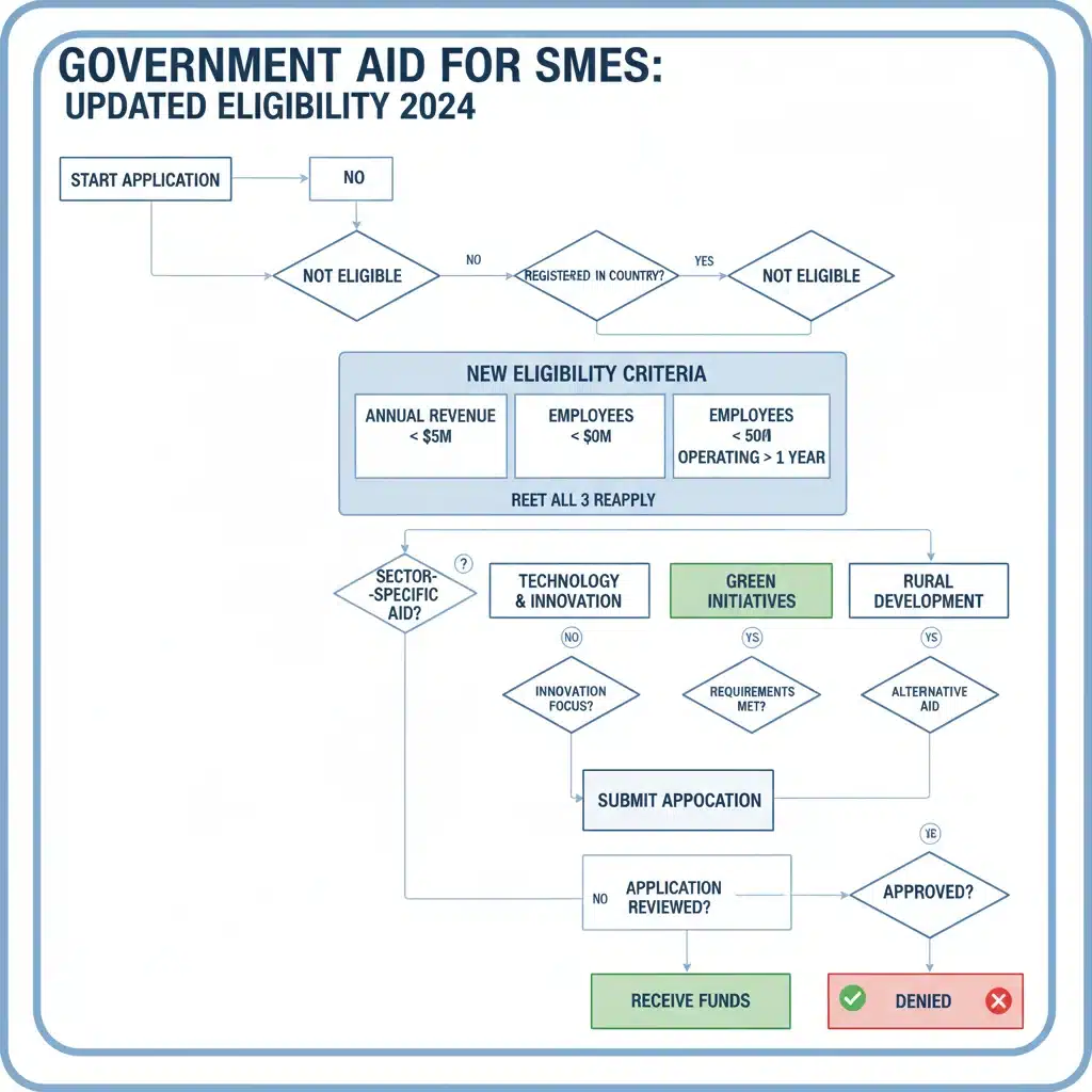 Diagramme des étapes d'éligibilité aux aides d'État pour les PME