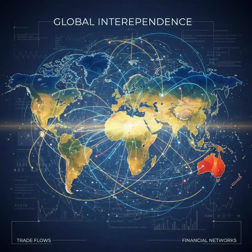 Représentation schématique des interconnexions économiques mondiales